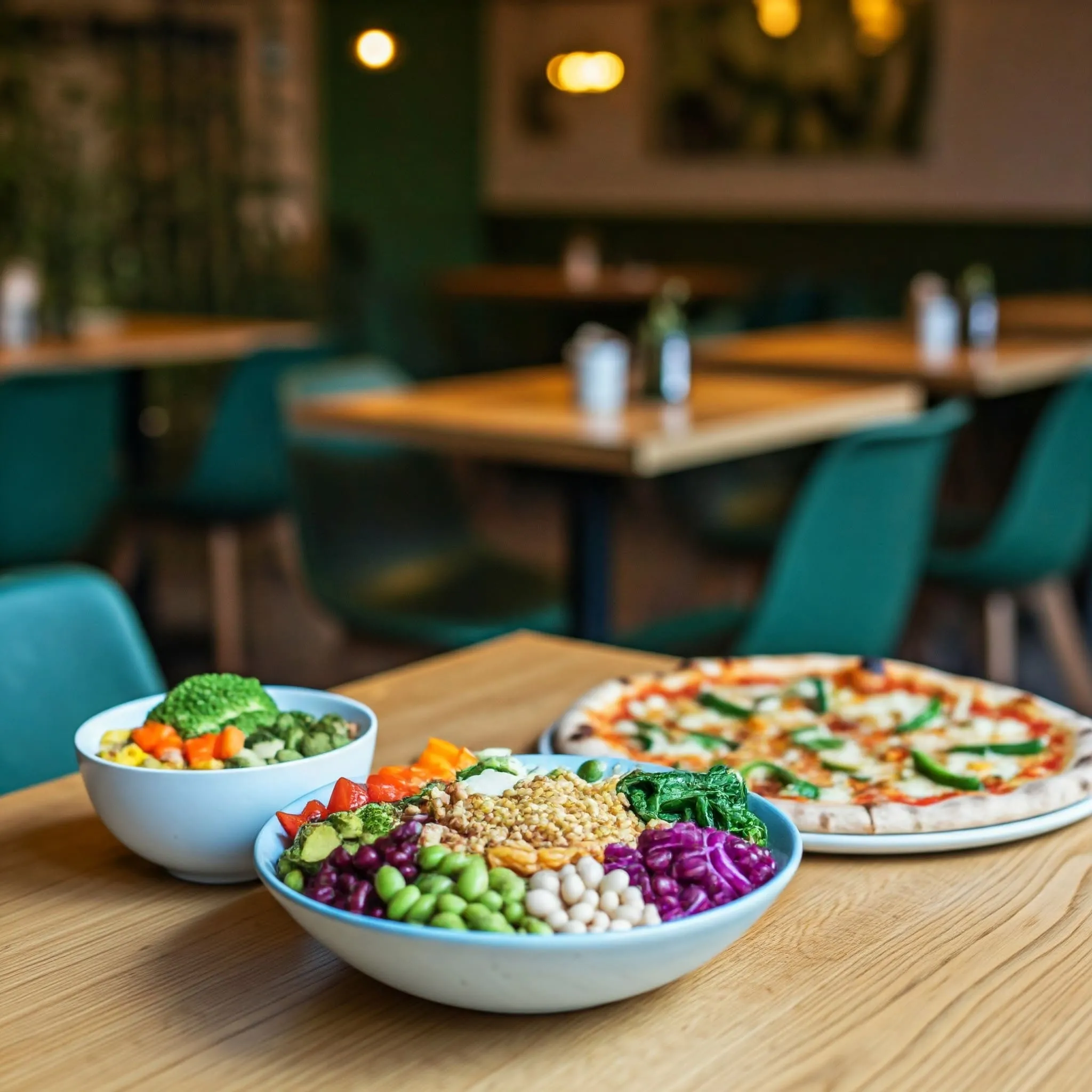 A vibrant, eco-friendly restaurant serving plant-based and gluten-free dishes made with fresh, local ingredients.